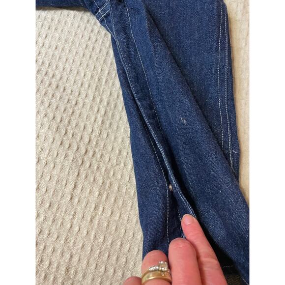 VTG Kids Talk Dark Wash 100% Cotton Snap Crotch Denim Play Overalls Size 2T - Picture 5 of 10